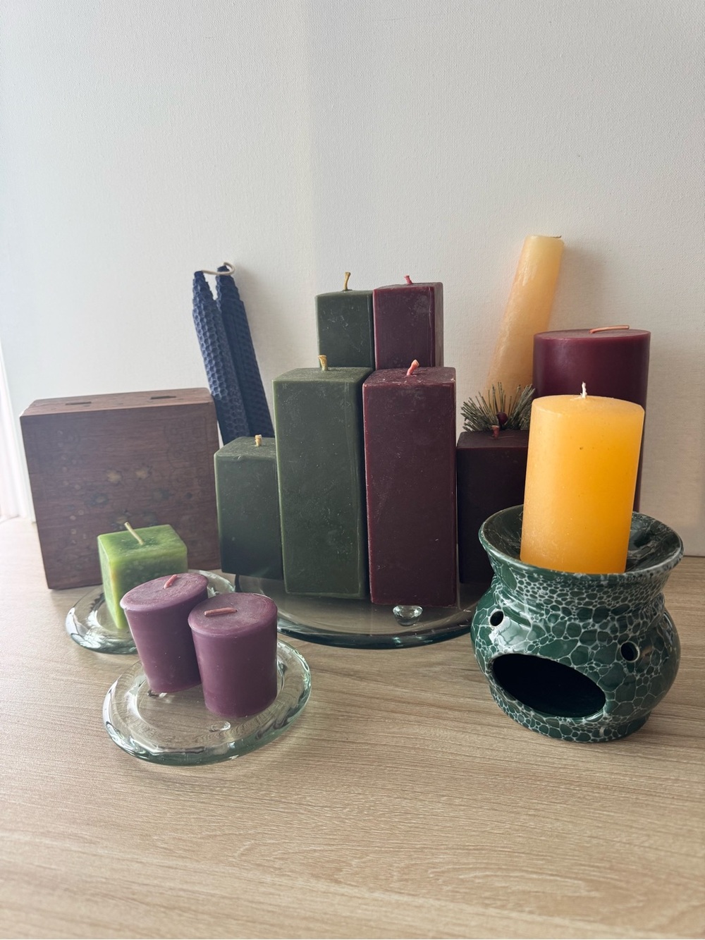 Witchy Candle Decor Bundle 13 Candles Vintage Box Warmer Glass Holders